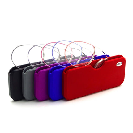 Pince-nez Reading Glasses Frameless Magnifying Glasses, Degree: +150(Red)-garmade.com