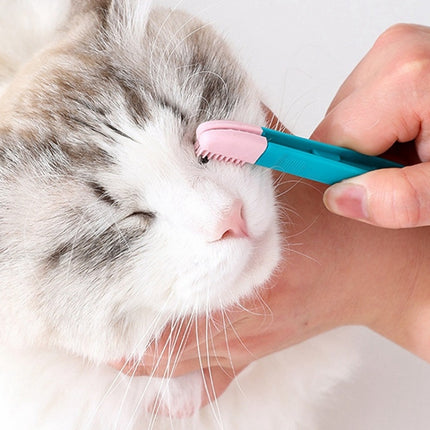 3 PCS Cat Eye Brush Pet Eye Cleaner Cat Hair Knot Brush(All Blue)-garmade.com