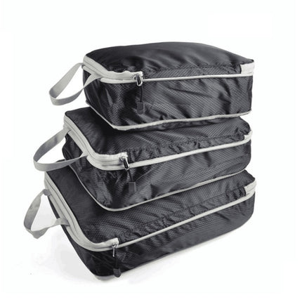 3 PCS/Set Travel Waterproof Compression Clothes Storage Bag(Black Without Net)-garmade.com