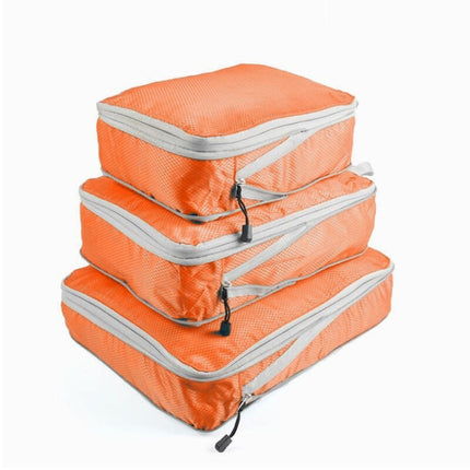 3 PCS/Set Travel Waterproof Compression Clothes Storage Bag(Orange Red Without Net)-garmade.com