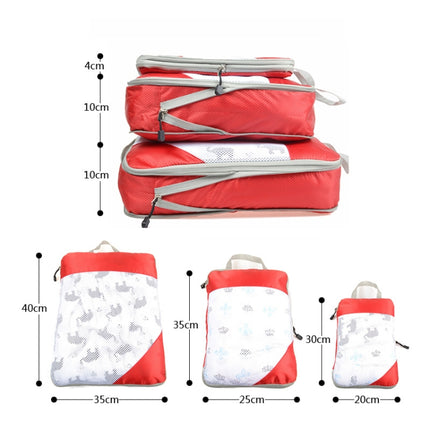3 PCS/Set Travel Waterproof Compression Clothes Storage Bag(Red With Net)-garmade.com