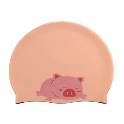 Hy08 Cute Cartoon Print Silicone Swimming Cap, Spec: Pink Pig-garmade.com
