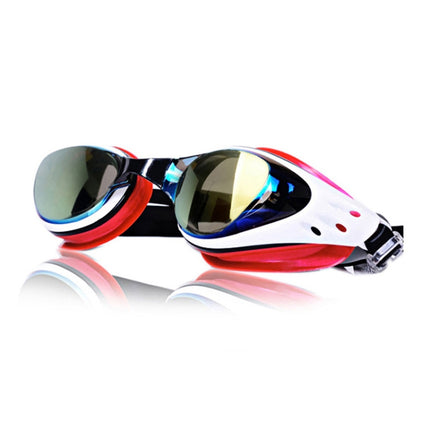 WAVE Electroplating HD Anti-fog Myopia Swimming Glasses, Color: Blue Red Optical-garmade.com