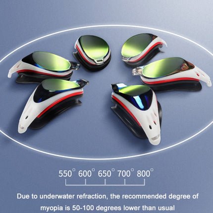 WAVE Electroplating HD Anti-fog Myopia Swimming Glasses, Color: Blue Red Optical-garmade.com