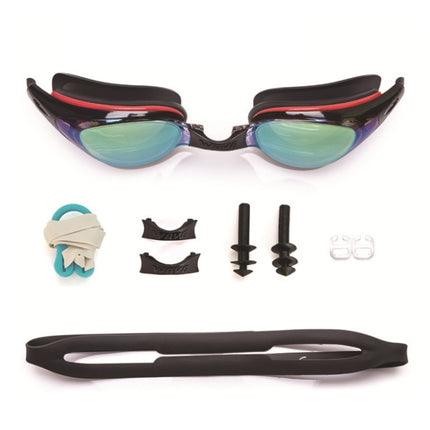 WAVE Electroplating HD Anti-fog Myopia Swimming Glasses, Color: Red Black 550 degree-garmade.com