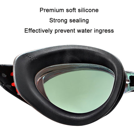 WAVE Electroplating HD Anti-fog Myopia Swimming Glasses, Color: Red Black 700 Degree-garmade.com