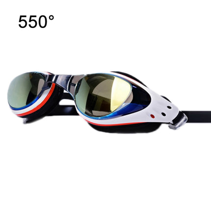 WAVE Electroplating HD Anti-fog Myopia Swimming Glasses, Color: Blue Black 550 Degree-garmade.com