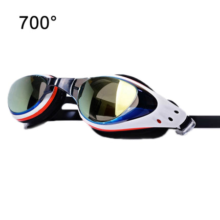 WAVE Electroplating HD Anti-fog Myopia Swimming Glasses, Color: Blue Black 700 Degree-garmade.com