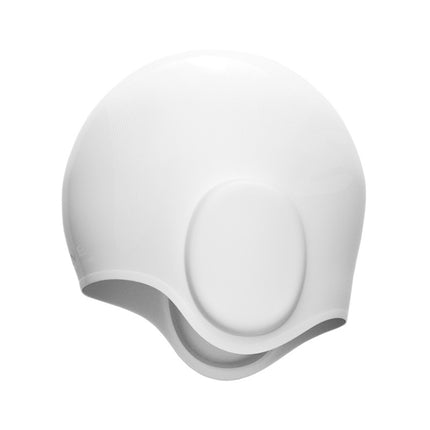 WAVE Waterproof Solid Color Ear Guard Silicone Swimming Cap, Color: White-garmade.com