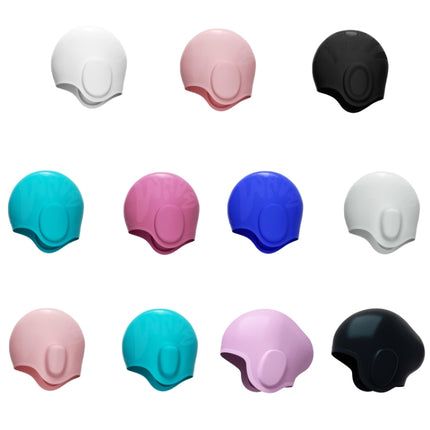WAVE Waterproof Solid Color Ear Guard Silicone Swimming Cap, Color: Pink-garmade.com