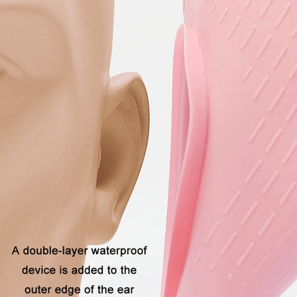 WAVE Waterproof Solid Color Ear Guard Silicone Swimming Cap, Color: Rose Red-garmade.com