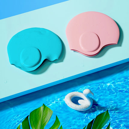 WAVE Waterproof Solid Color Ear Guard Silicone Swimming Cap, Color: Childrens Pink Blue-garmade.com