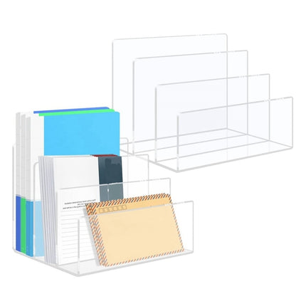 3 Grid Acrylic File Rack Transparent Storage Rack Book Display Rack-garmade.com