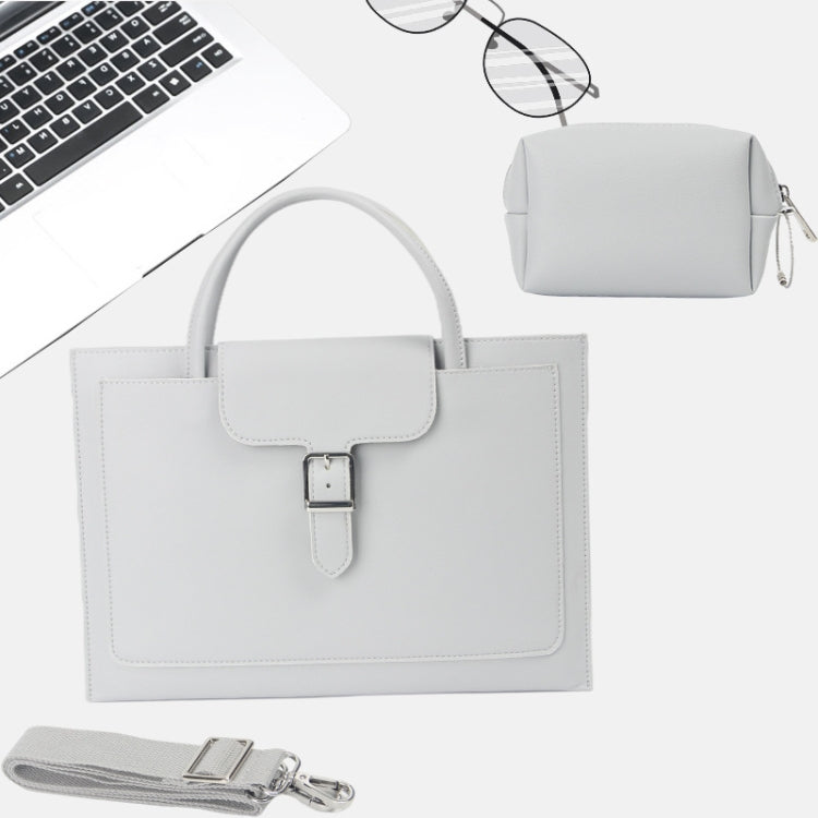 S176 Portable Waterproof Laptop Bag with Power Pack, Size: 13 inches(Light Grey)-garmade.com