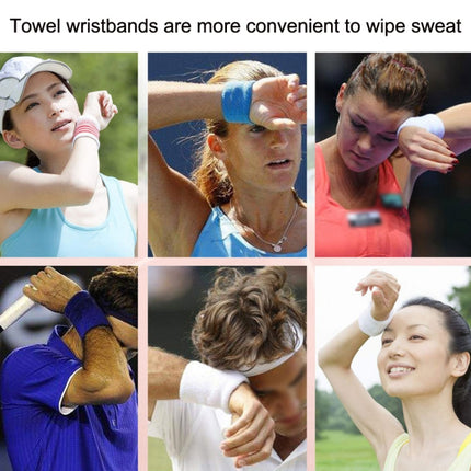 2PCS Basketball Badminton Tennis Running Fitness Towel Sweat-absorbing Sports Wrist(White)-garmade.com