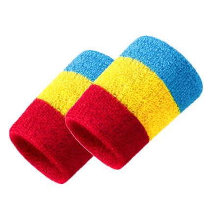 2PCS Basketball Badminton Tennis Running Fitness Towel Sweat-absorbent Sports Wrist(Red Yellow Blue)-garmade.com