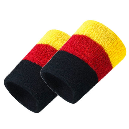 2PCS Basketball Badminton Tennis Running Fitness Towel Sweat-absorbent Sports Wrist(Black Red Yellow)-garmade.com