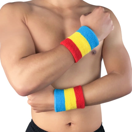 2PCS Basketball Badminton Tennis Running Fitness Towel Sweat-absorbent Sports Wrist(Red Yellow Green)-garmade.com