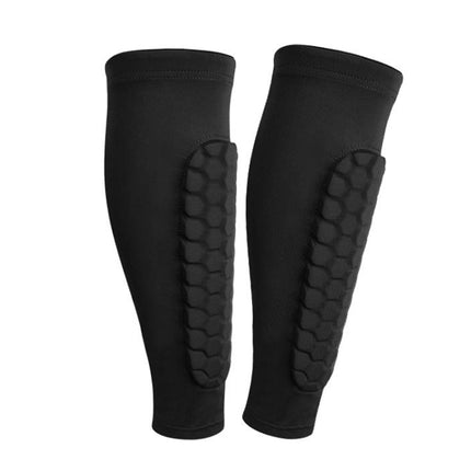 2PCS Sports Outdoor Basketball Ride Honeycomb Anti -Collision Leg Protection L (Black）-garmade.com