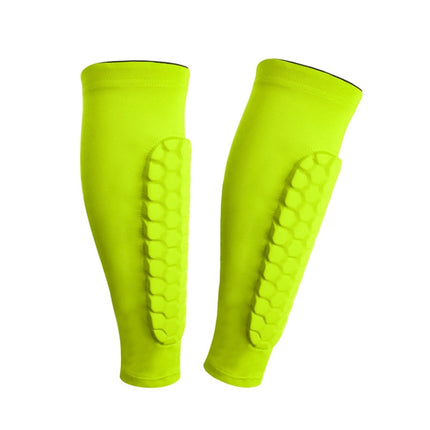 2PCS Sports Outdoor Basketball Ride Honeycomb Anti -Collision Leg Protection L (Fluorescent Green)-garmade.com