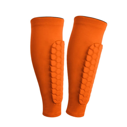 2PCS Sports Outdoor Basketball Ride Honeycomb Anti -Collision Leg Protection M (Orange)-garmade.com