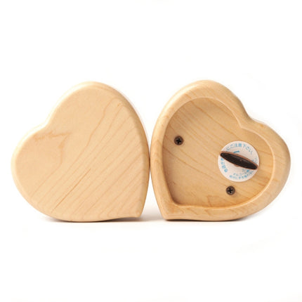 Wooden Heart Shape With Mirror Music Box Ornaments, Color: Maple-Red Ancient Copper Movement-garmade.com