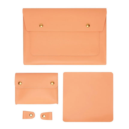 S178 3 In 1 Leather Waterproof Laptop Liner Bag, Size: 13 inches(Honeydet Oranges)-garmade.com