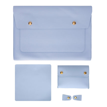 S178 3 In 1 Leather Waterproof Laptop Liner Bag, Size: 13 inches(Baby Blue)-garmade.com