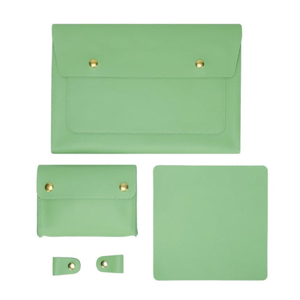 S178 3 In 1 Leather Waterproof Laptop Liner Bag, Size: 13 inches(Avocado Green)-garmade.com