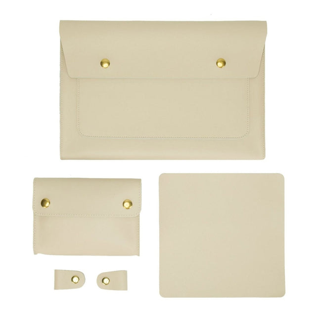 S178 3 In 1 Leather Waterproof Laptop Liner Bag, Size: 14 inches(Apricot)-garmade.com