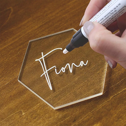 10 PCS Clear Hexagon Acrylic Seat Card Guest Business Card Logo Decoration DIY Board-garmade.com