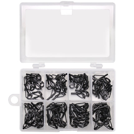 80 PCS / Box Top Ring Leading Eye Lure Rod Accessories, Style: Stainless Steel+Ceramic Ring(Black)-garmade.com