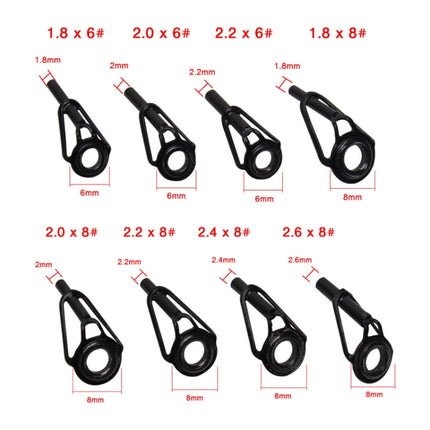 80 PCS / Box Top Ring Leading Eye Lure Rod Accessories, Style: Stainless Steel+Ceramic Ring(Black)-garmade.com