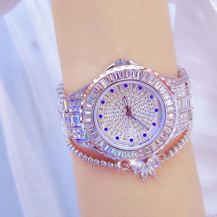 BS Bee Sister FA1686 Diamond Inlaid Ladies Watch Jewelry Chain Watch(Silver)-garmade.com