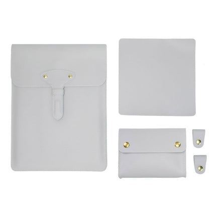 S177 3 In 1 Leather Waterproof Laptop Liner Bags, Size: 13 inches(Light Grey)-garmade.com