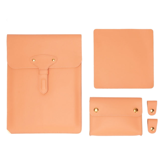 S177 3 In 1 Leather Waterproof Laptop Liner Bags, Size: 14 inches(Honeydet Oranges)-garmade.com