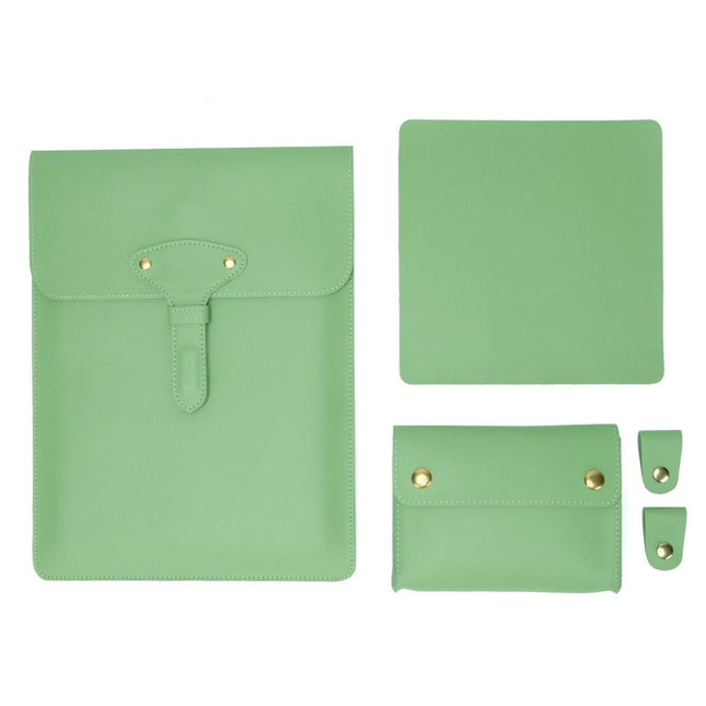 S177 3 In 1 Leather Waterproof Laptop Liner Bags, Size: 14 inches(Avocado Green)-garmade.com
