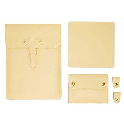 S177 3 In 1 Leather Waterproof Laptop Liner Bags, Size: 15 inches(Light Yellow)-garmade.com