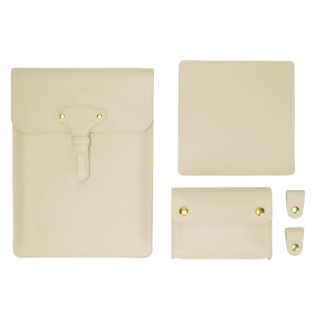 S177 3 In 1 Leather Waterproof Laptop Liner Bags, Size: 15 inches(Apricot)-garmade.com