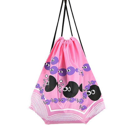 10 PCS Beach Fitness Swimming Drawstring Waterproof Bag(Pink Fish)-garmade.com