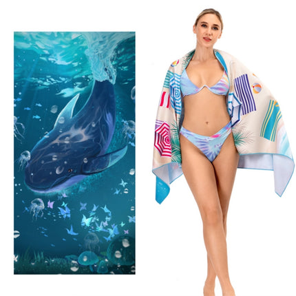 SY004 Resort Seaside Portable Diving Printed Microfiber Beach Towel(Beautiful Underwater)-garmade.com