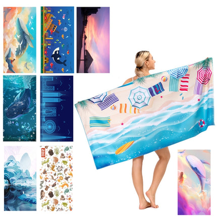 SY004 Resort Seaside Portable Diving Printed Microfiber Beach Towel(Rose girl)-garmade.com