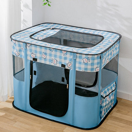 Rectangular Foldable Pet Fence Dog and Cat Litter Pet Delivery Room M(Blue Panda)-garmade.com