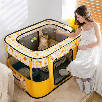 Rectangular Foldable Pet Fence Dog and Cat Litter Pet Delivery Room XL(Yellow Carrot)-garmade.com