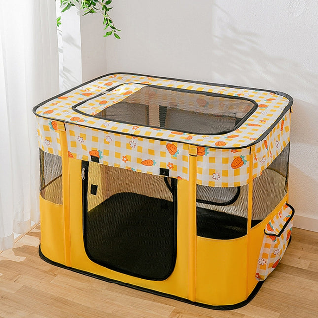 Rectangular Foldable Pet Fence Dog and Cat Litter Pet Delivery Room L(Yellow Carrot)-garmade.com