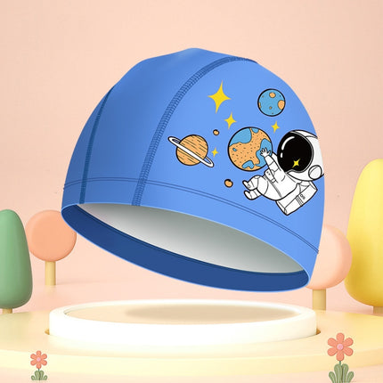 2 PCS Cute Cartoon High Elastic Children PU Waterproof Swimming Cap(Astronauts)-garmade.com