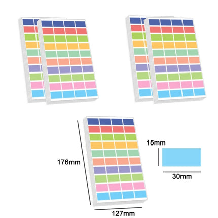5 Packs Children Colorful Square Label Classification Stickers(10 PCS/Pack)-garmade.com