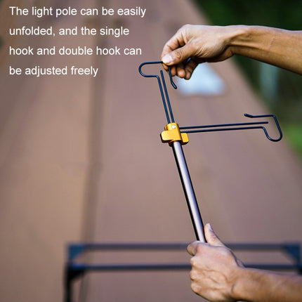 Outdoor Camping Telescopic Double Hook Folding Light Stand(Black)-garmade.com