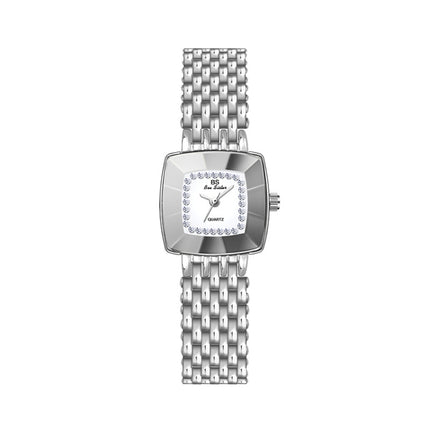 BS Bee Sister FA1197 Square Dial Stainless Steel Strap Ladies Simple Watch(Silver)-garmade.com