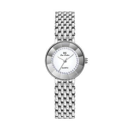 BS Bee Sister FA1199 Round Dial Edge Glass Ladies Watch(Silver)-garmade.com